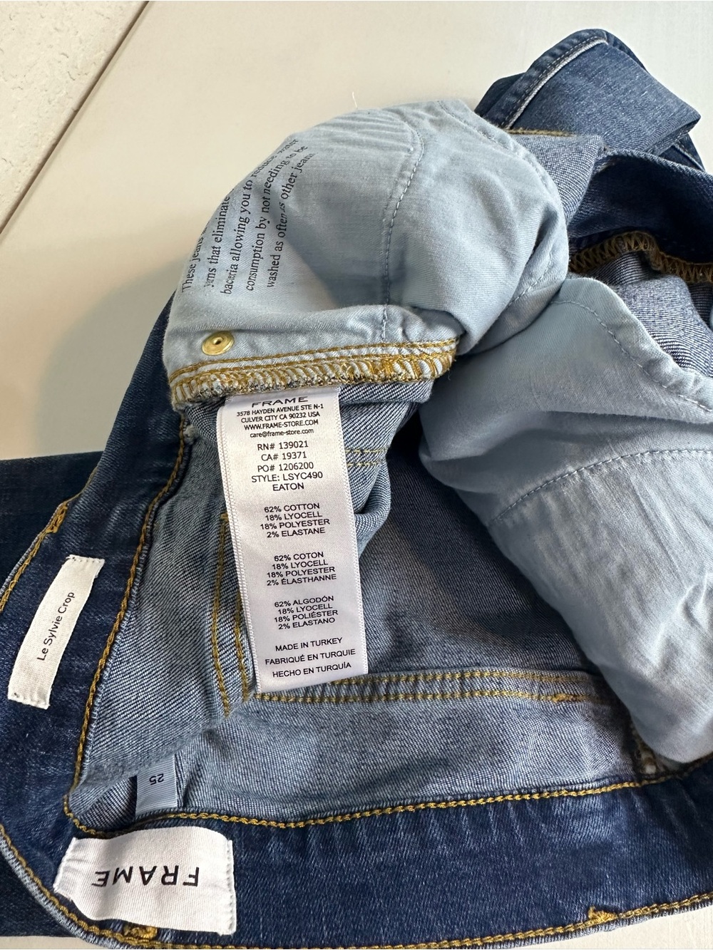 Frame Le Sylvie Crop Straight Leg Distressed Mid Rise Stretch Jeans Size 25 - Picture 13 of 15